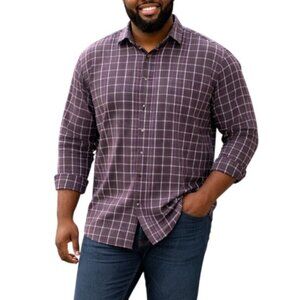 Scott James Size XL Shirt Plaid Button-Down Long Sleeve Casual Brown